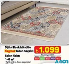 DİJİTAL BASKILI KADİFE KAYMAZ TABAN SAÇAKLI SALON HALISI 6 M²